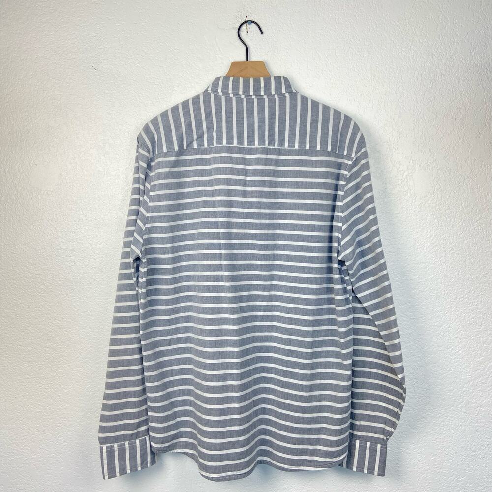 Arbor collective grey and white striped button down shirt large - Picture 5 of 5